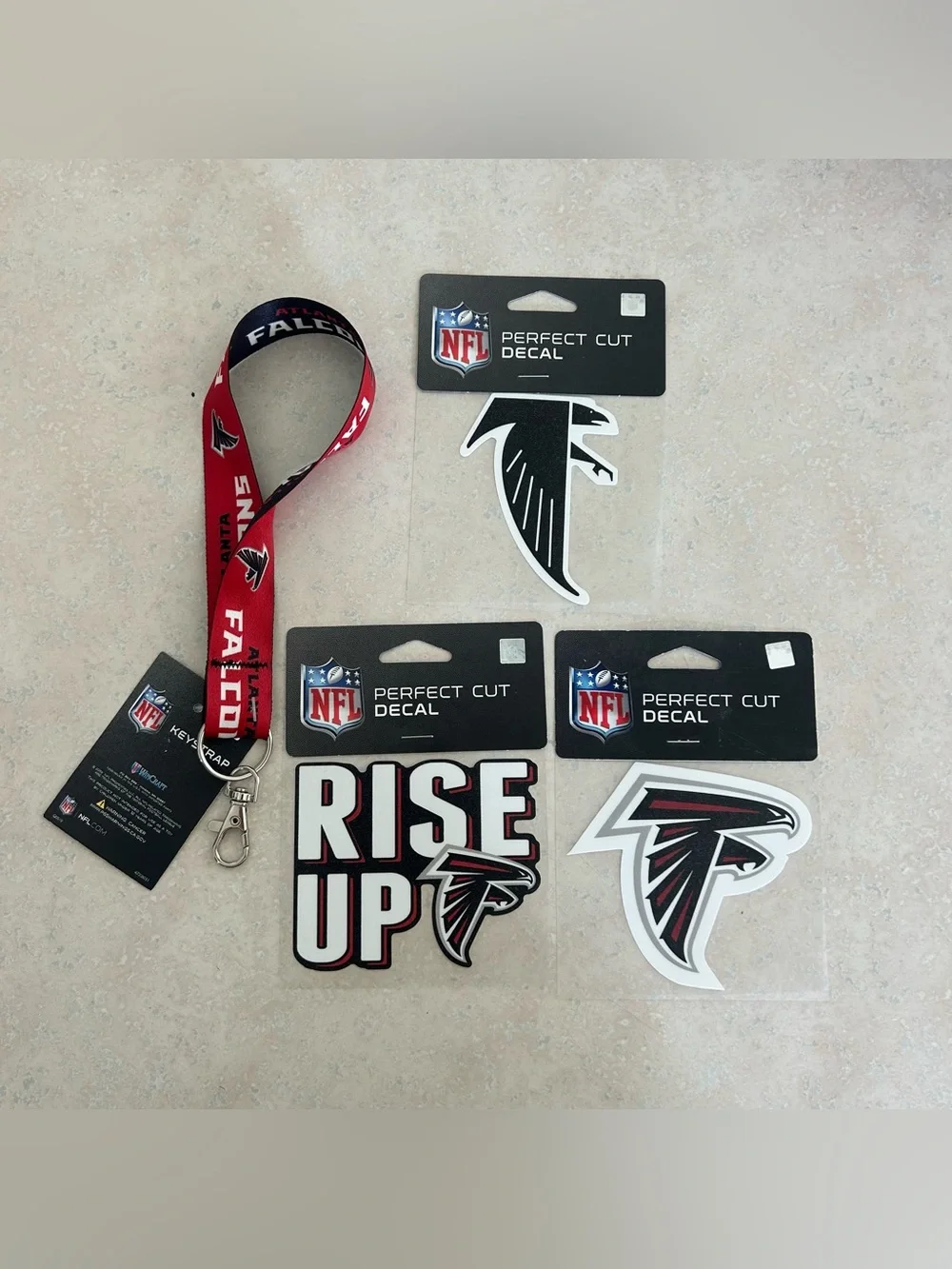NFL Atlanta Falcons Red & Black Lanyard with Perfect Cut Decals